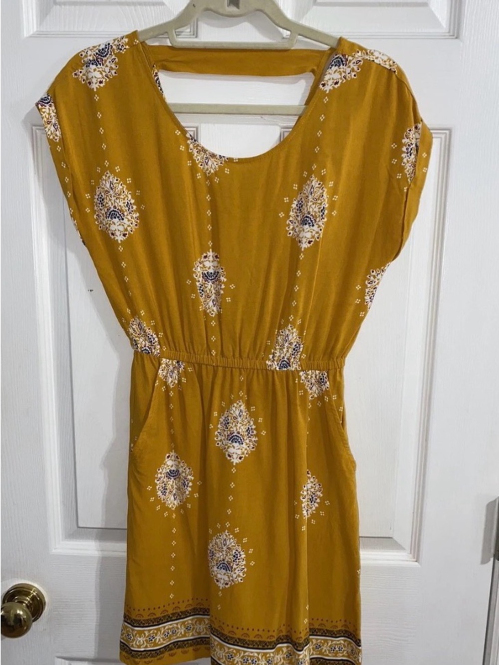Pink Republic Mustard Yellow Printed Midi Dress